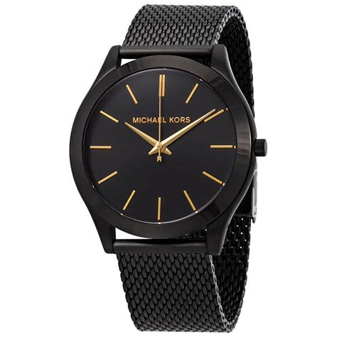 michael kors slim runway watch black leather|michael kors unisex watch.